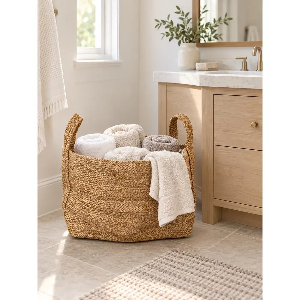 Brand-New Extra-Large Natural Jute Basket – 20” × 14”